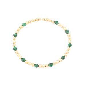 GOLDEN CLEF Gold Made In Italy 14kt Gold Malachite Beaded Cuff Bangle